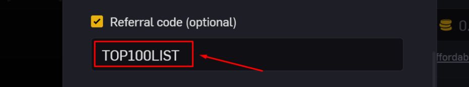 Type in the code “TOP100LIST” and activate it