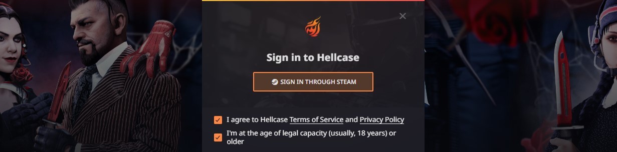 Log in method on Hellcase