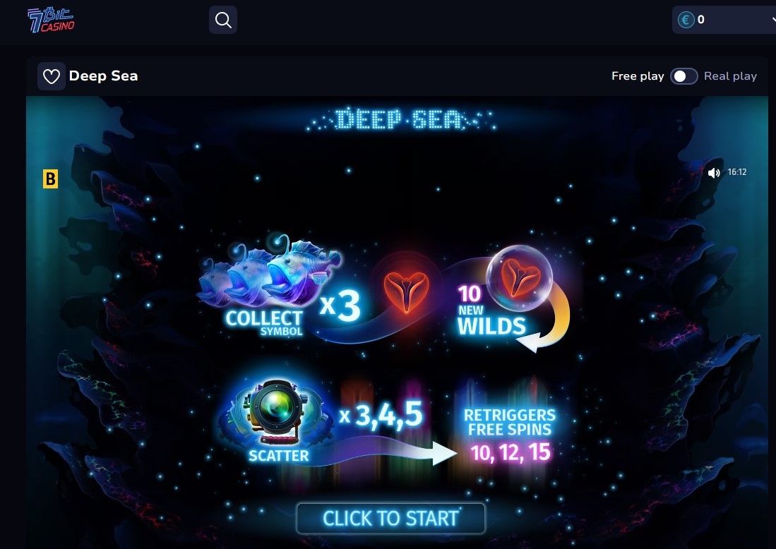 Deep Sea game on 7bitcasino