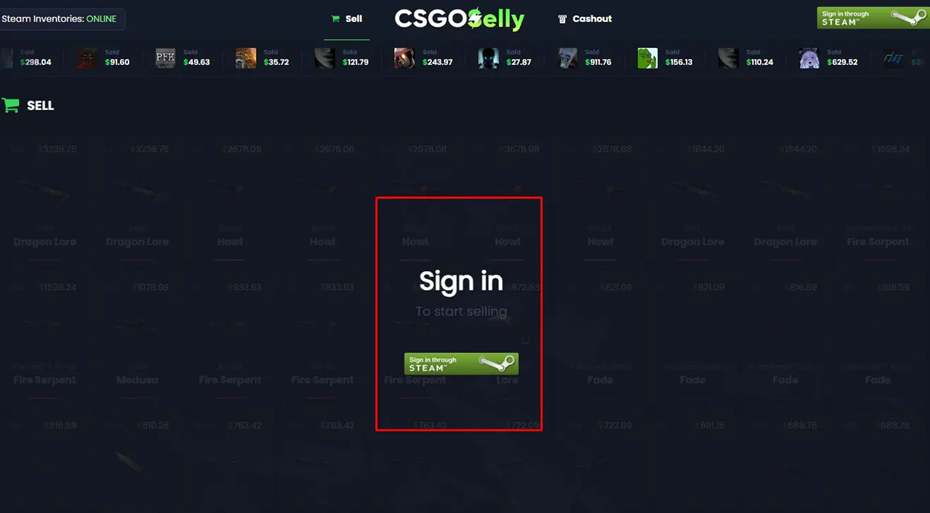 Log in on csgoselly