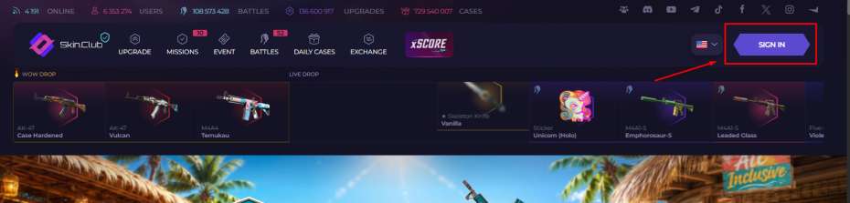 using the “Login” button