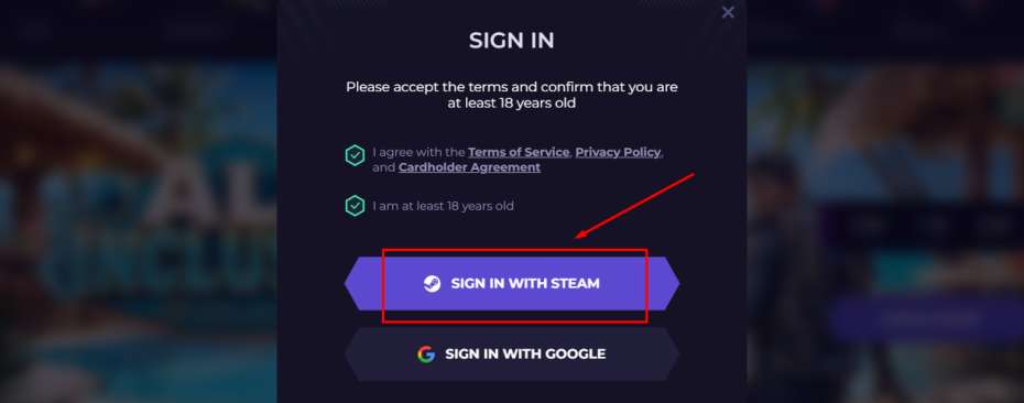 Sign in with your Steam account